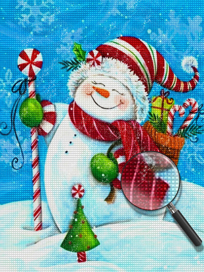 Snowman and candy canes Diamond Painting