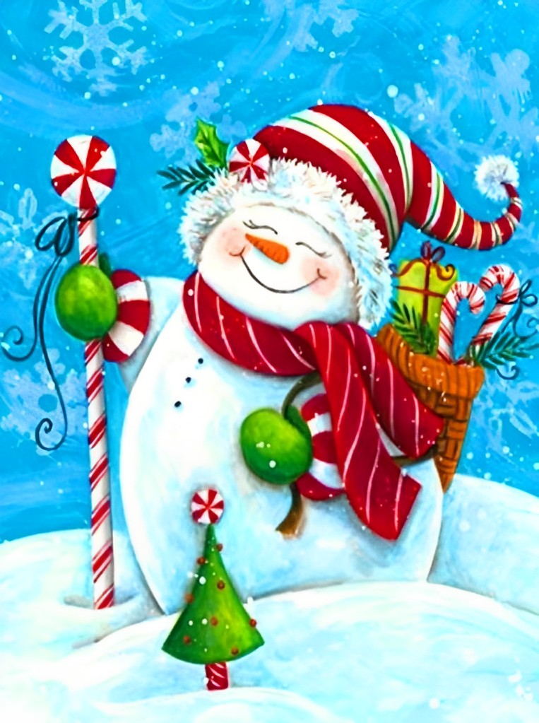 Snowman and candy canes Diamond Painting