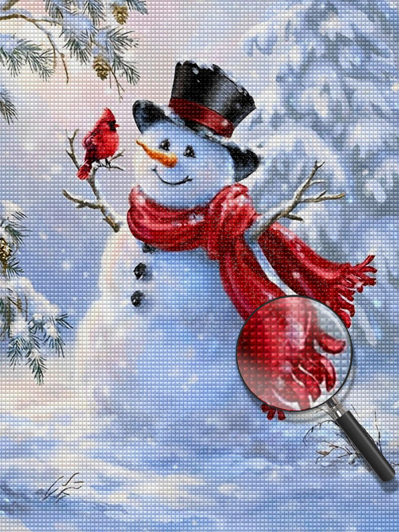 Snowman and Cardinal Diamond Painting
