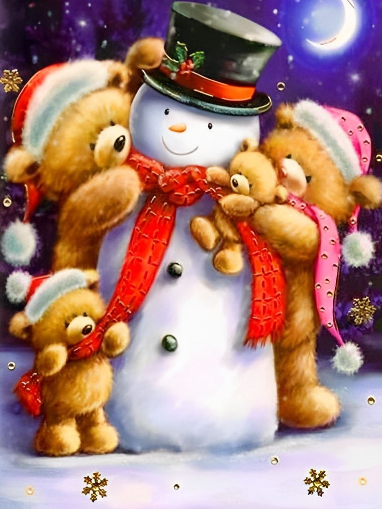 Snowman and Bears Diamond Painting