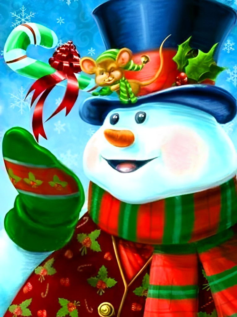 Christmas Scarf Snowman Diamond Painting