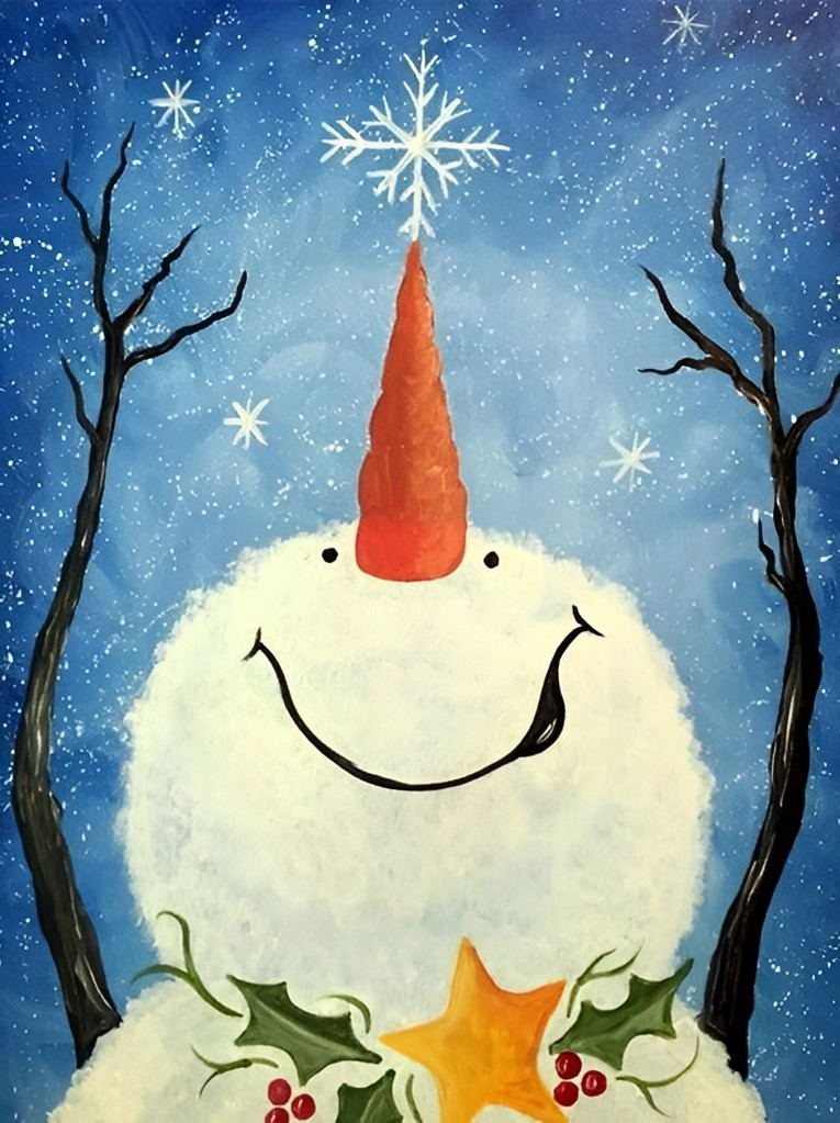 Snowman with head up Diamond Painting