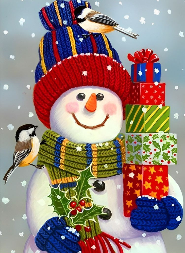 Snowman with presents Diamond Painting