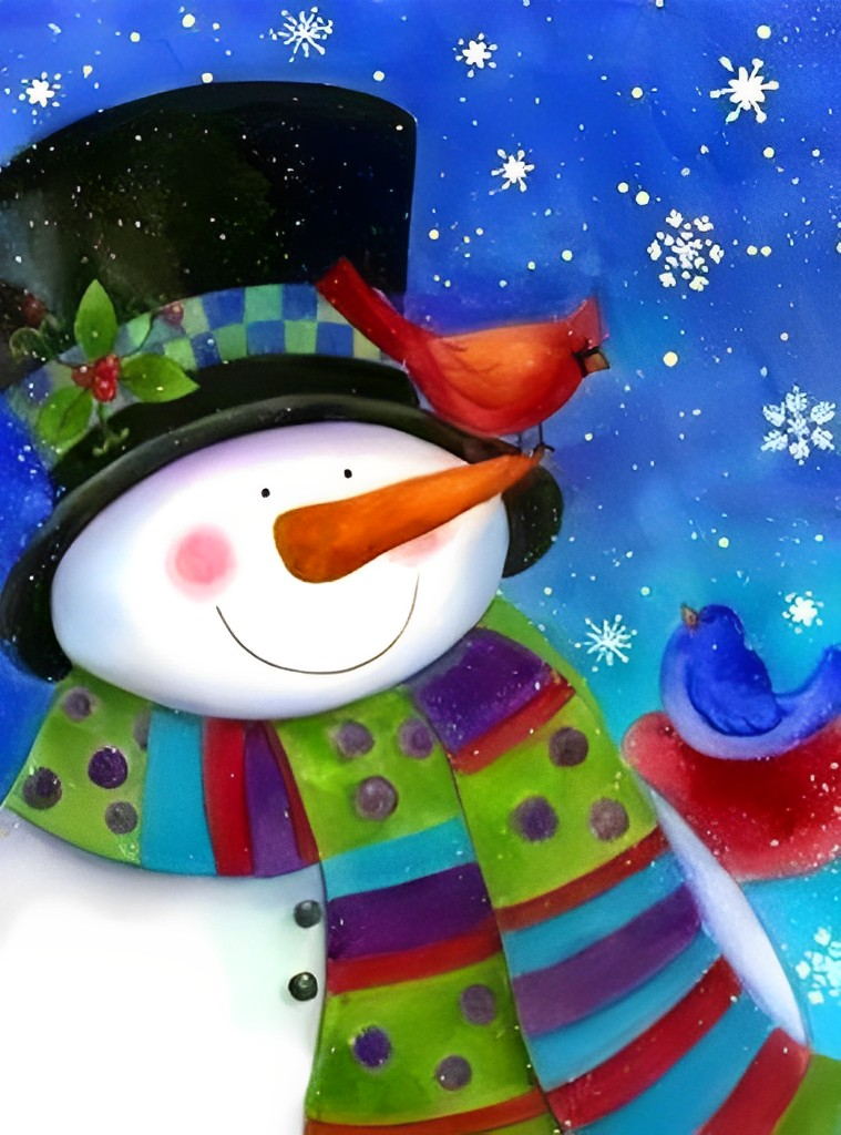 Colorful scarf snowman Diamond Painting