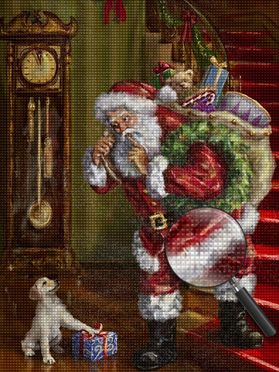 Santa Claus talking to a puppy Diamond Painting