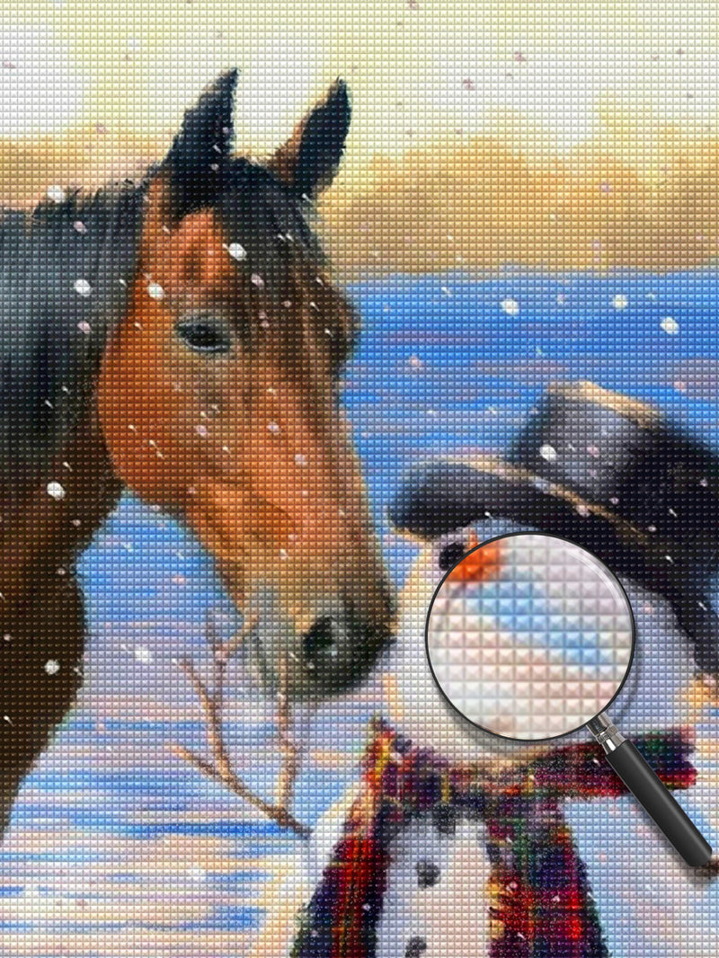 Horse and Snowman Diamond Painting