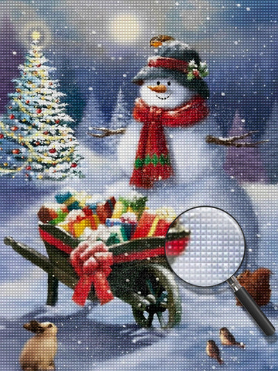 Snowman and wheelbarrow Diamond Painting