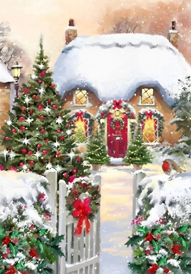 Snowy Christmas Cottage Diamond Painting