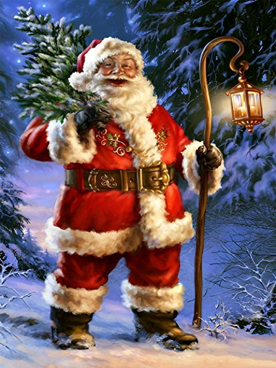 Santa Claus carrying Christmas tree 5D DIY Diamond Painting Kits
