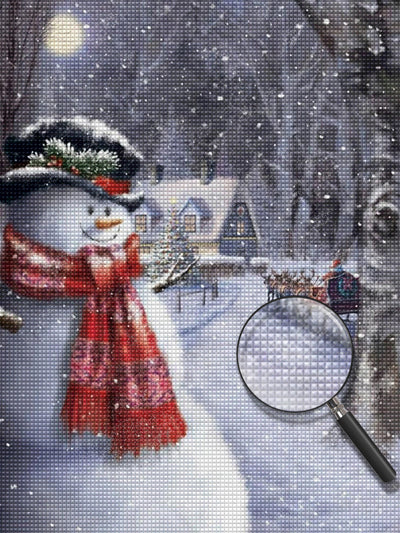 Snowman and Christmas sleigh Diamond Painting