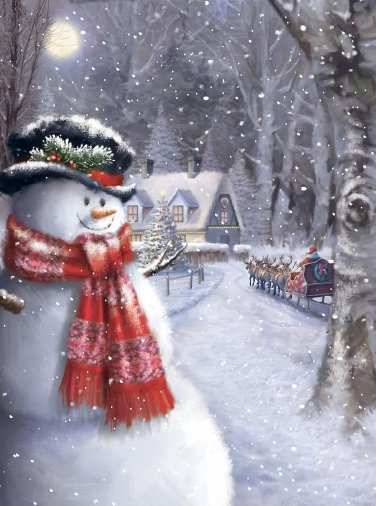 Snowman and Christmas sleigh Diamond Painting