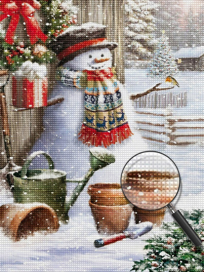 Snowman wearing scarf Diamond Painting