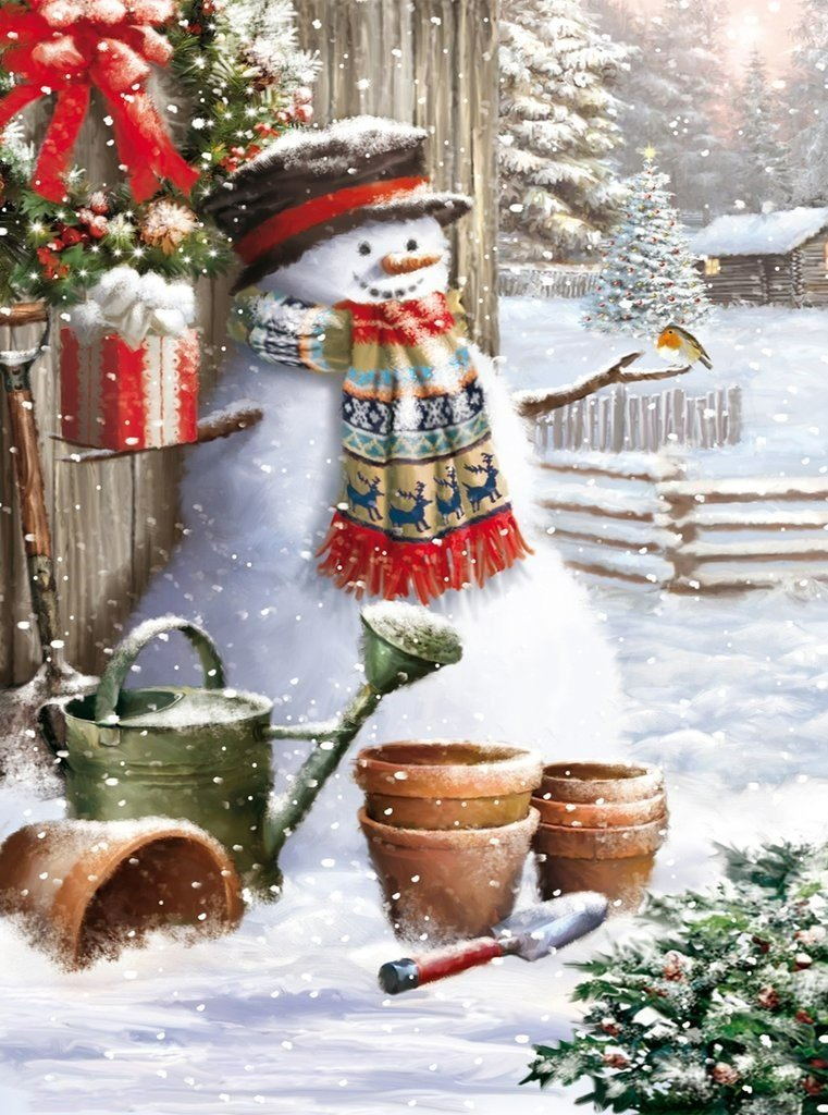 Snowman wearing scarf Diamond Painting