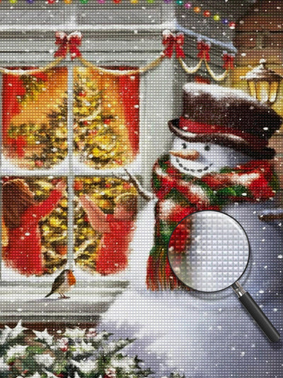 Snowman and Window Diamond Painting