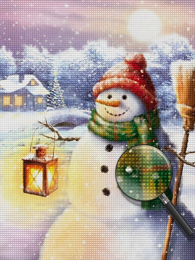 Snowman sweeping snow Diamond Painting