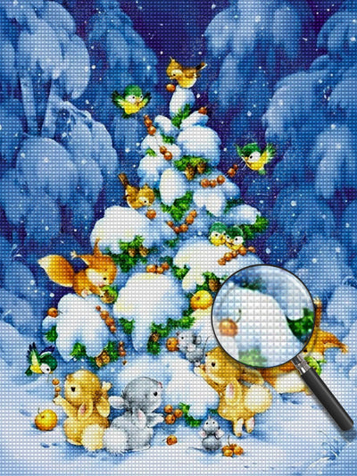 Squirrel Christmas tree Diamond Painting