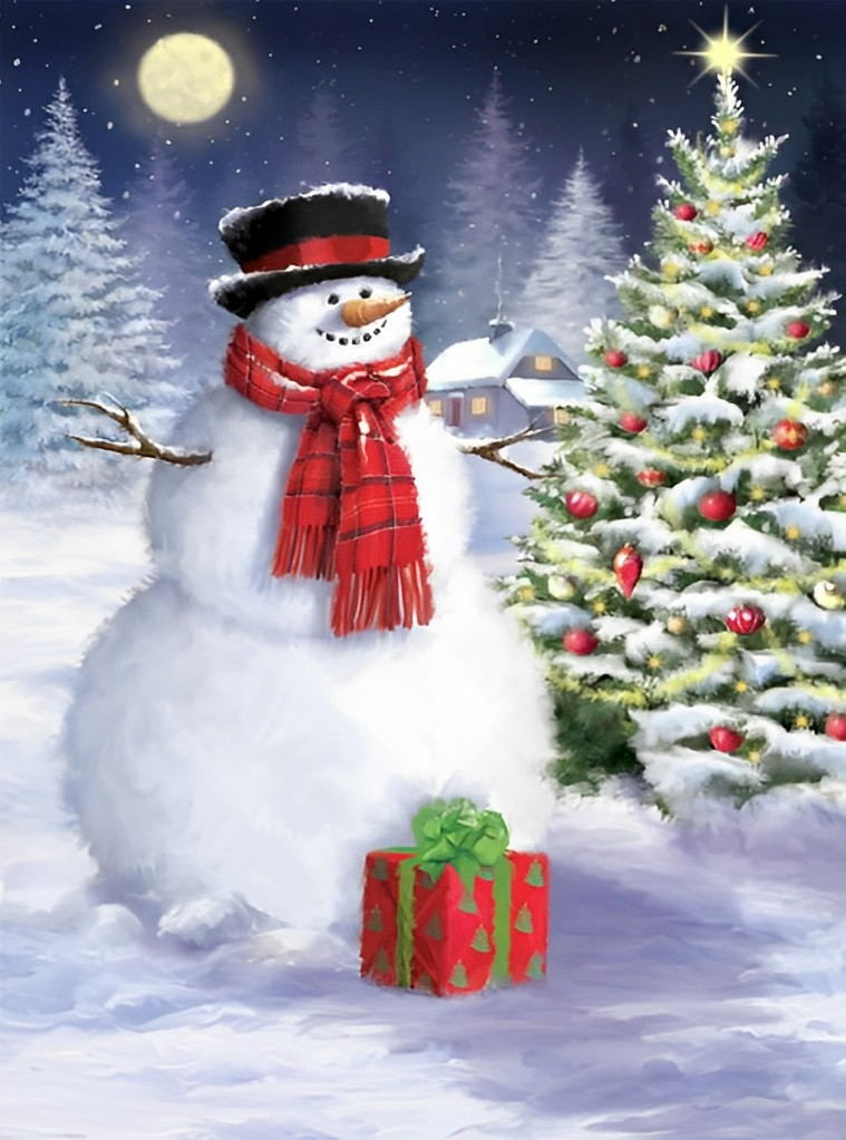 snowman and gift Diamond Painting