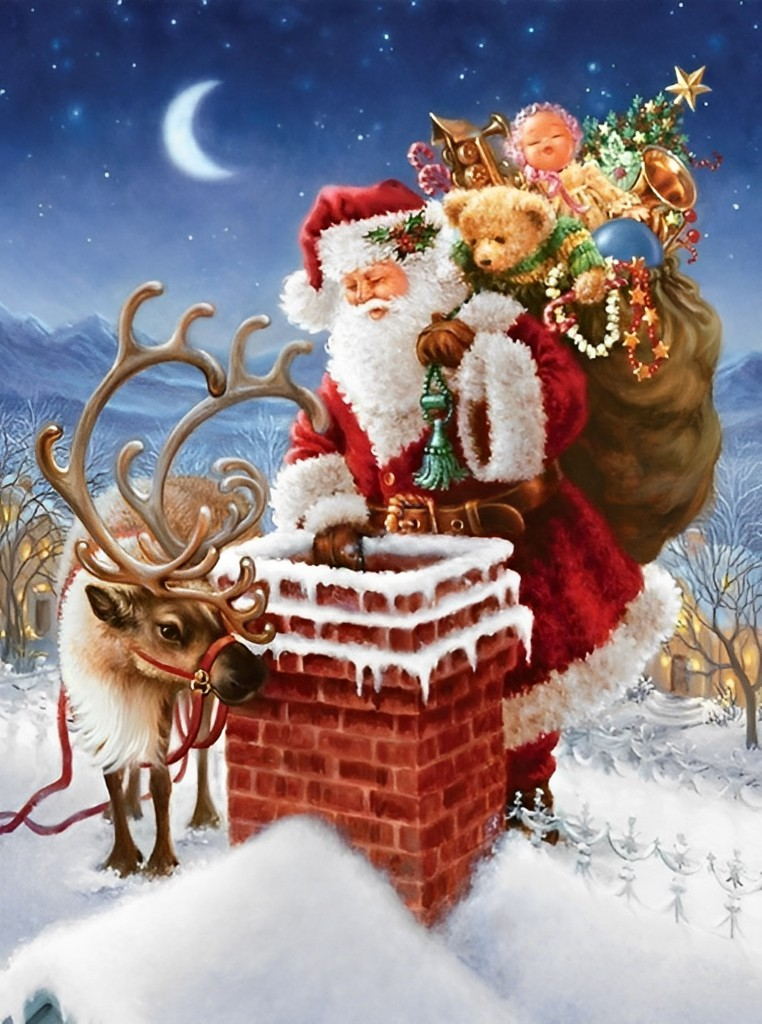SANTA CLAUS GIVING CHRISTMAS GIFTS Diamond Painting