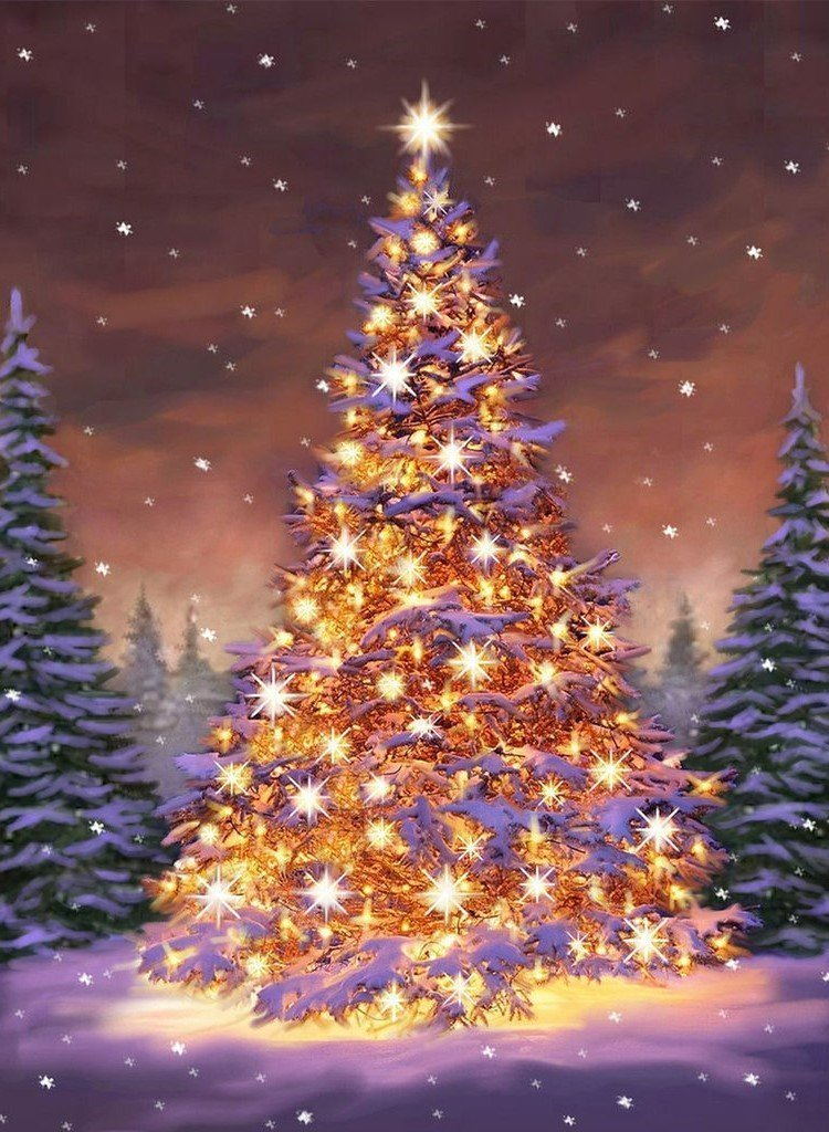 Christmas Tree in the Forest Diamond Painting