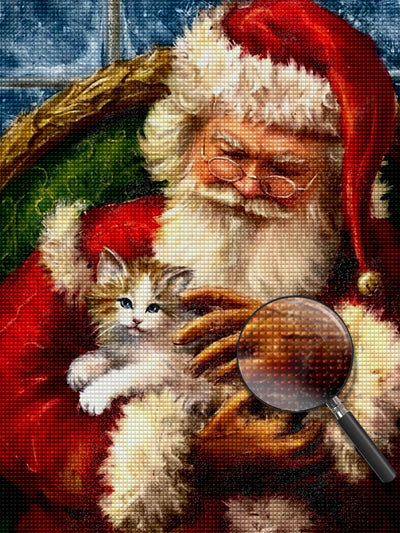 Kitten and Santa Diamond Painting