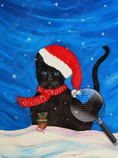 Black Cat and Little Mouse Christmas Diamond Painting