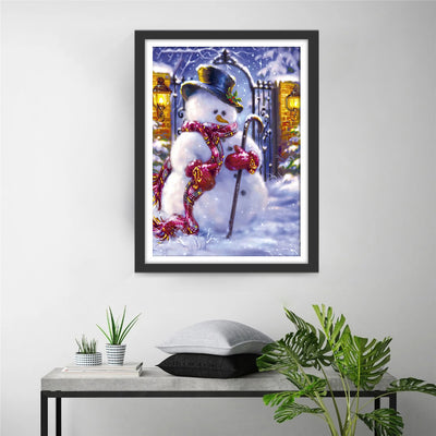 Snowman holding a cane 5D DIY Diamond Painting Kits