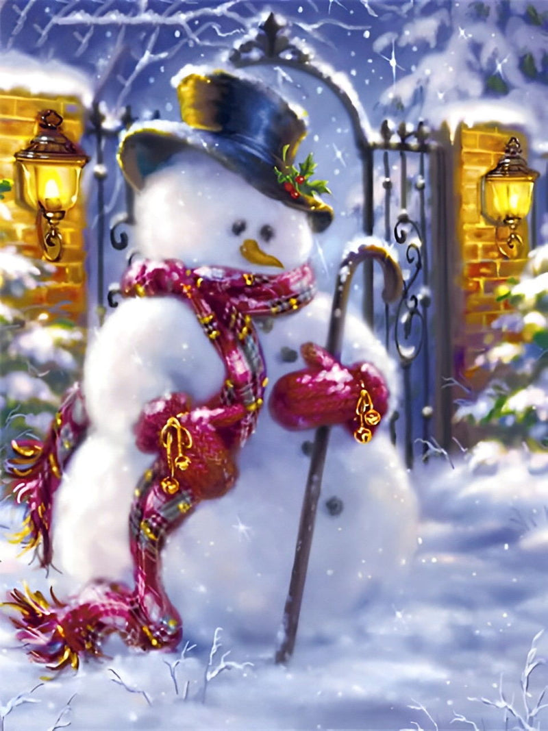 Snowman holding a cane Diamond Painting