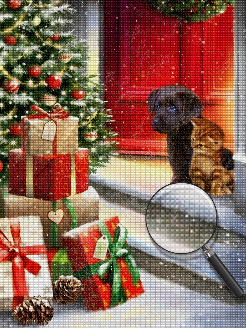 Christmas Kitty and Puppy Diamond Painting