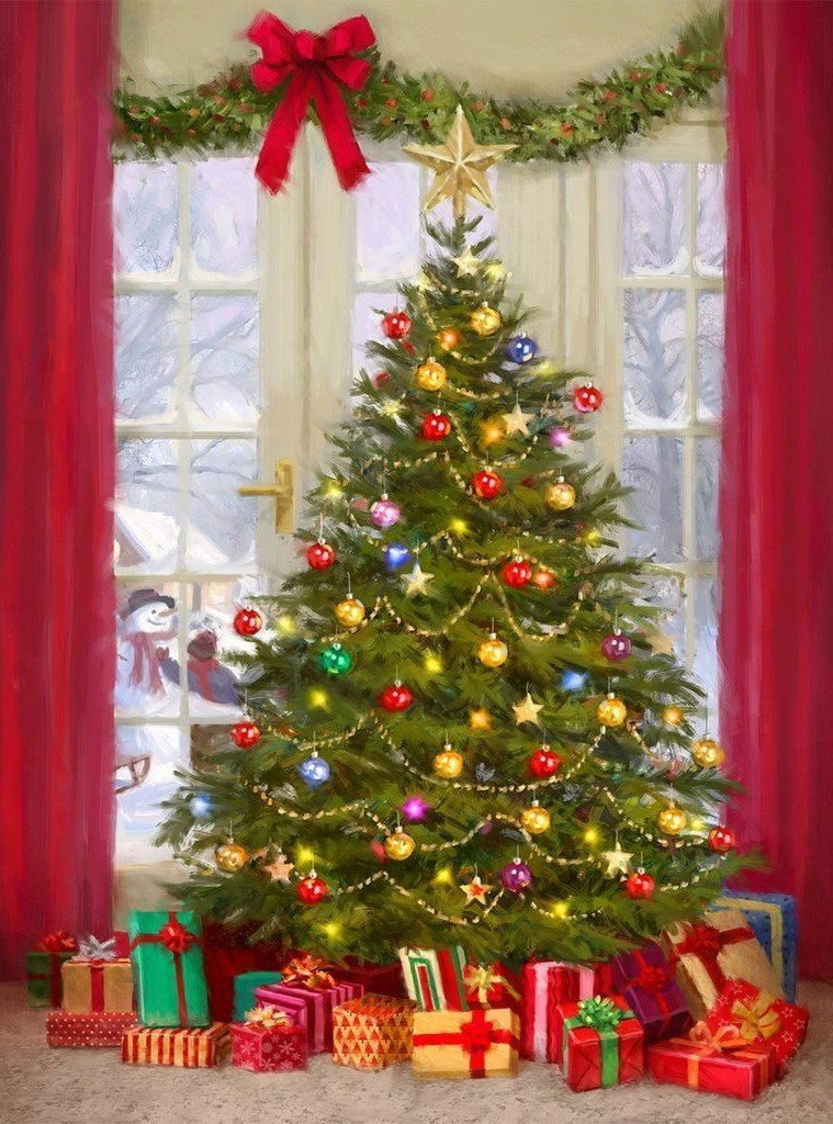 Christmas Pine by the Window 5D DIY Diamond Painting Kits