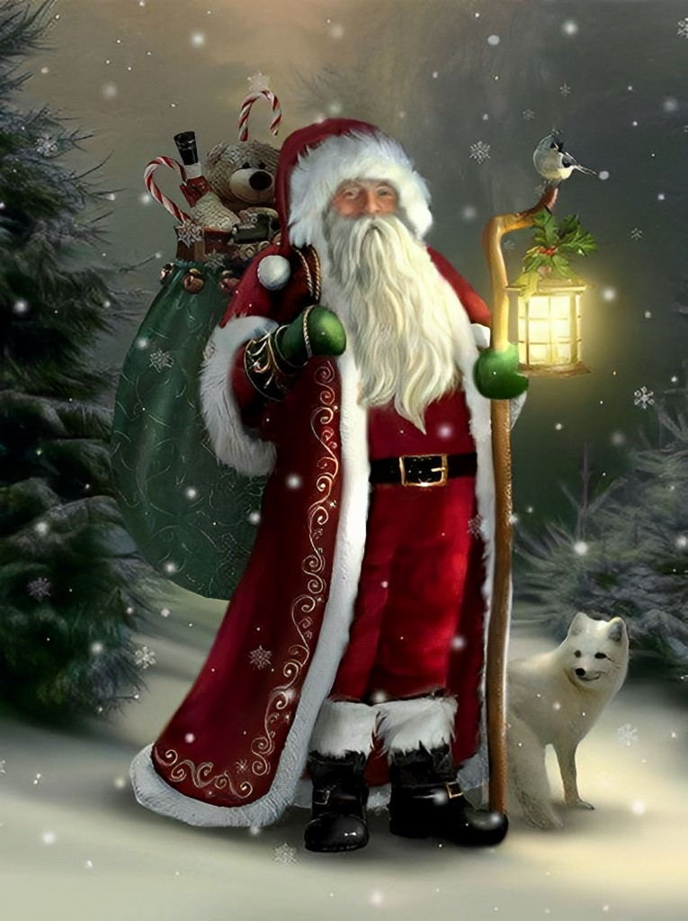 Santa Claus and the White Fox Diamond Painting