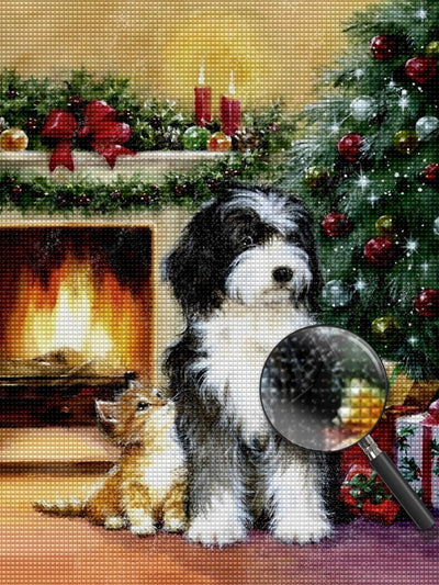 Christmas Shaggy Dog Diamond Painting