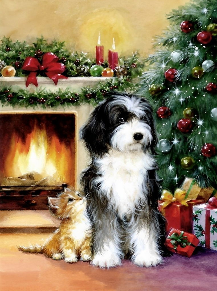 Christmas Shaggy Dog Diamond Painting