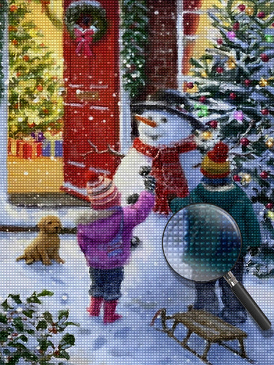 Kids and Snowman 5D DIY Diamond Painting Kits