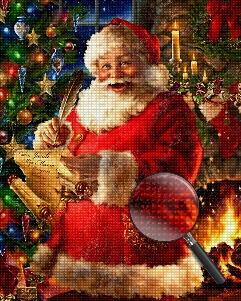 Santa Claus smiling and writing a letter Diamond Painting