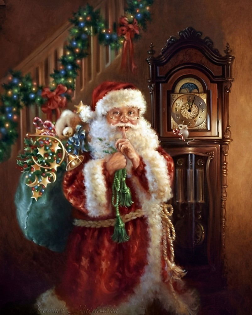 Santa Claus and a Clock Diamond Painting