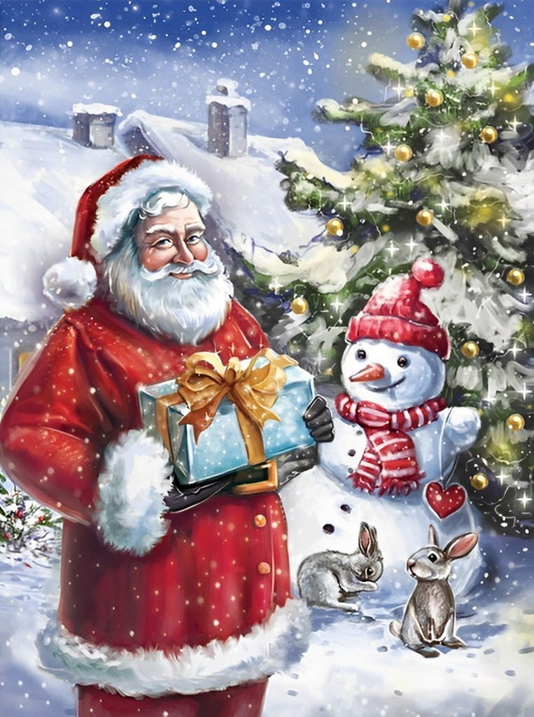 Santa Claus Snowman Diamond Painting