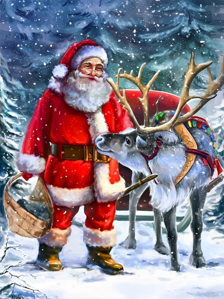 Christmas Elk Santa Claus Diamond Painting