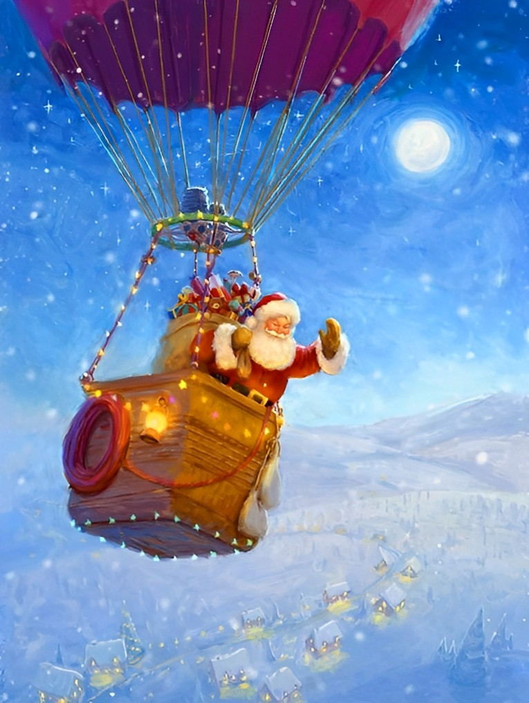 Santa Claus and hot air balloon Diamond Painting