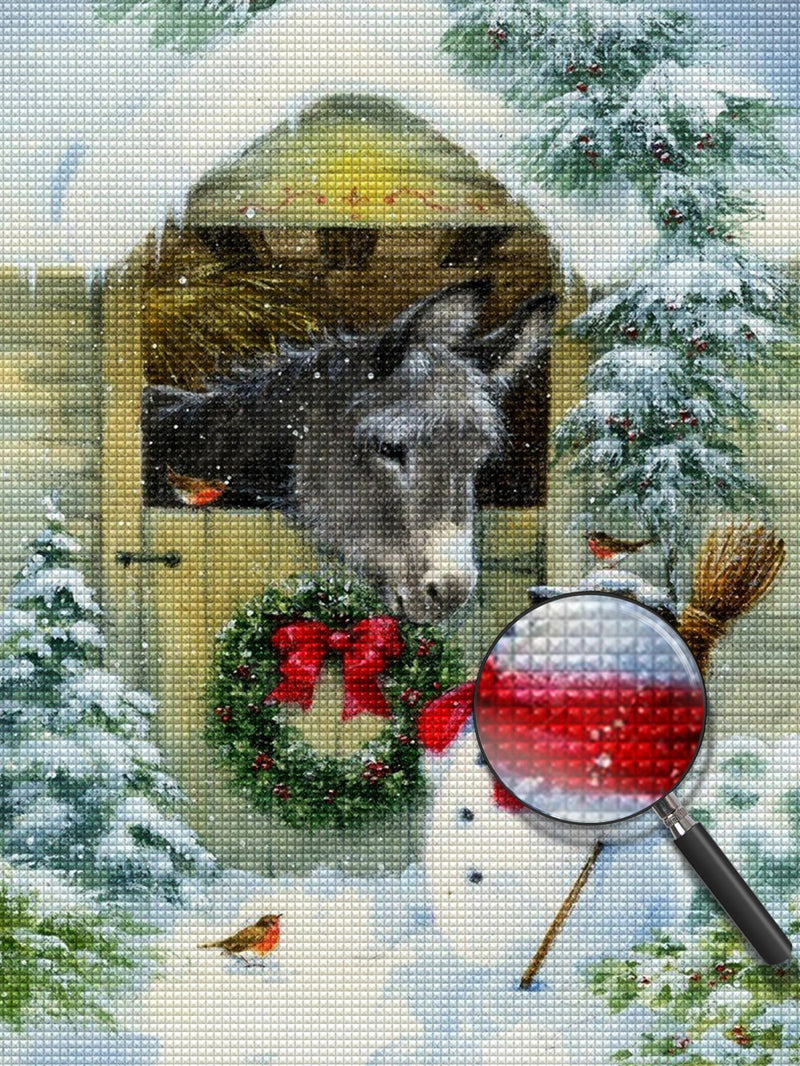 Christmas Donkey and Snowman Diamond Painting