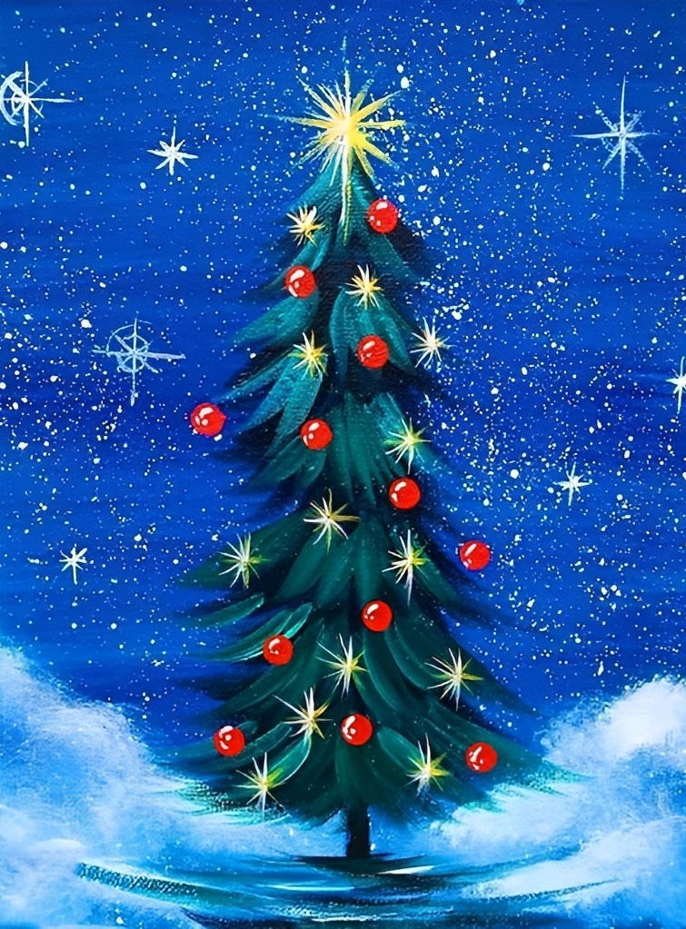 Painted Christmas Tree Diamond Painting