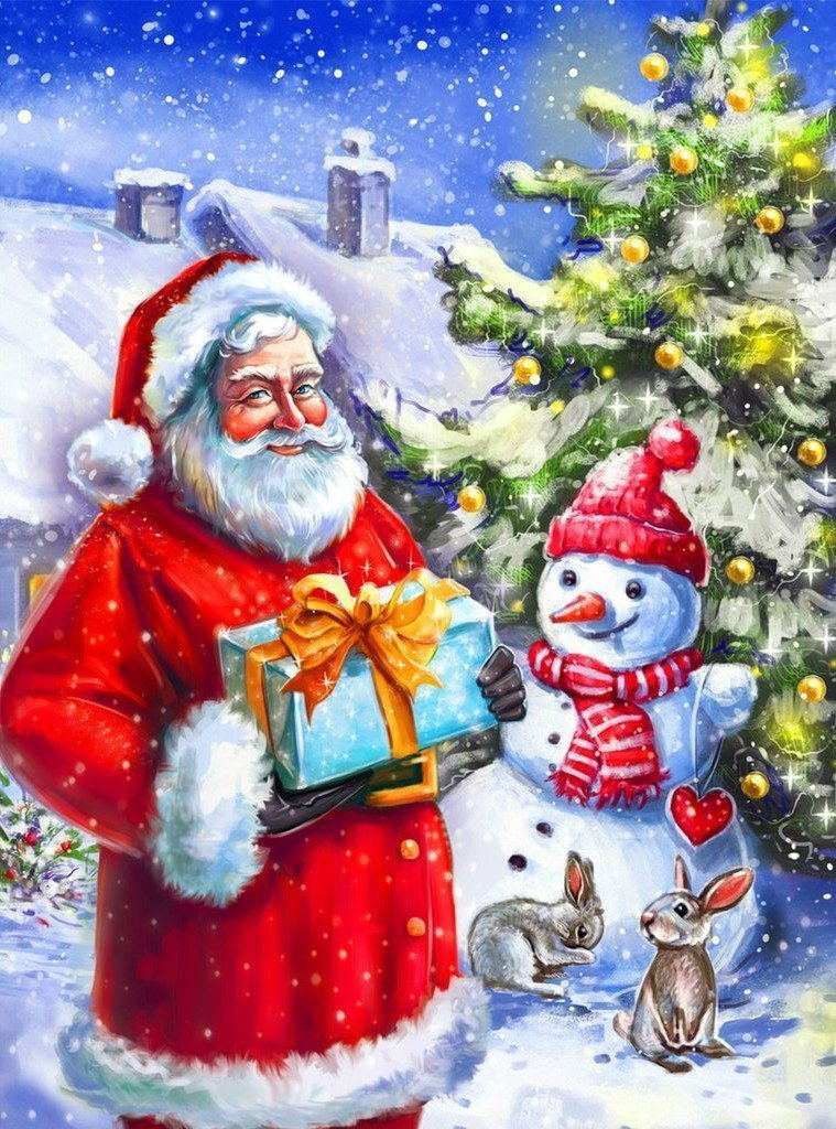 Santa Holding Gift Diamond Painting