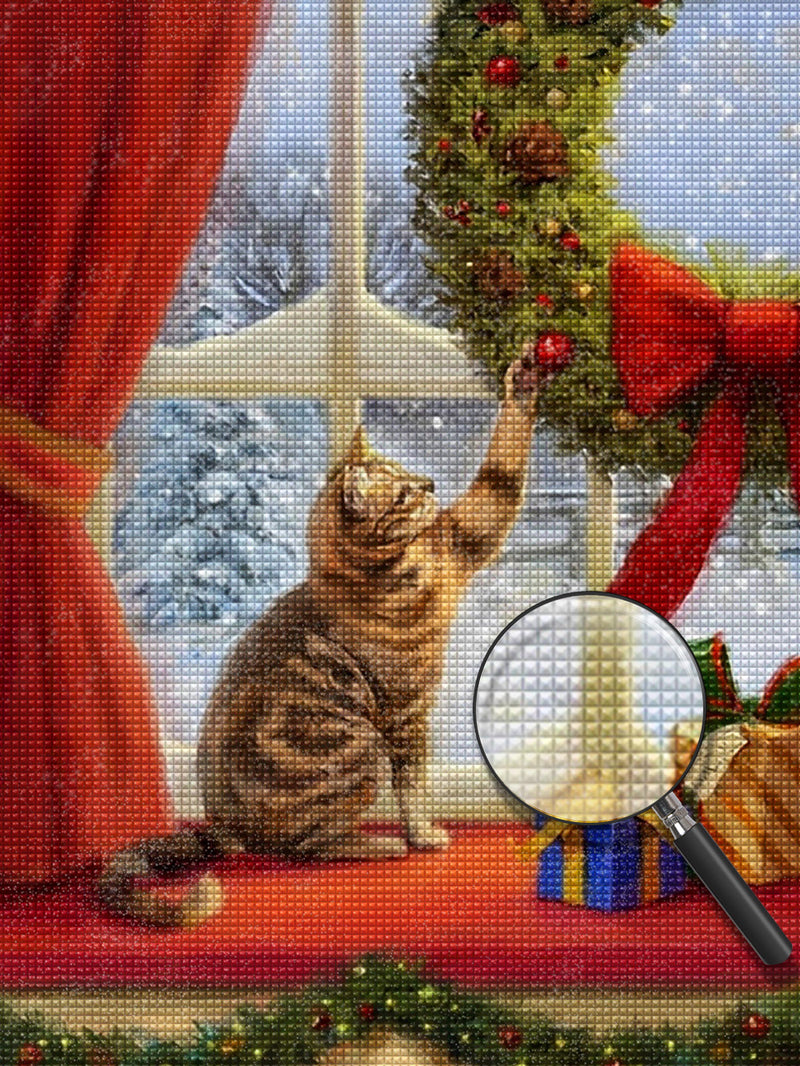 Christmas Wreaths and Cat 5D DIY Diamond Painting Kits