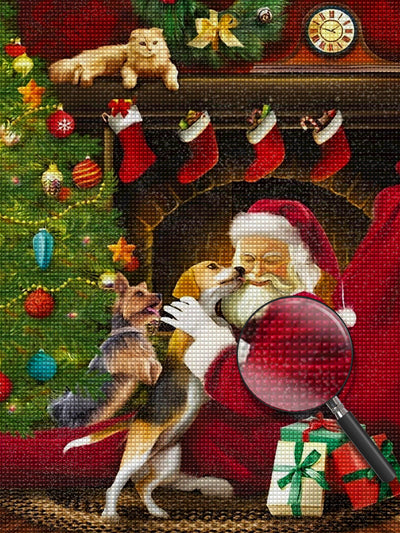 Beagle and Santa Diamond Painting