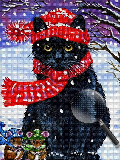 Cute Black Cat and Mice 5D DIY Diamond Painting Kits