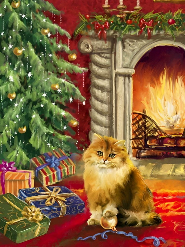 Christmas Kitty Diamond Painting