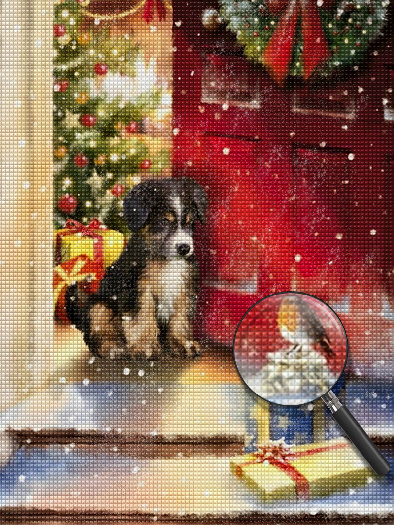 Christmas Tree Puppy and Presents Diamond Painting