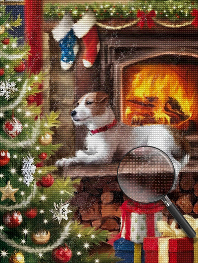 Dog and Christmas Gift Diamond Painting
