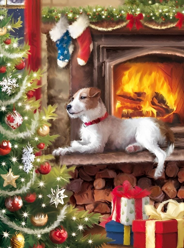 Dog and Christmas Gift Diamond Painting
