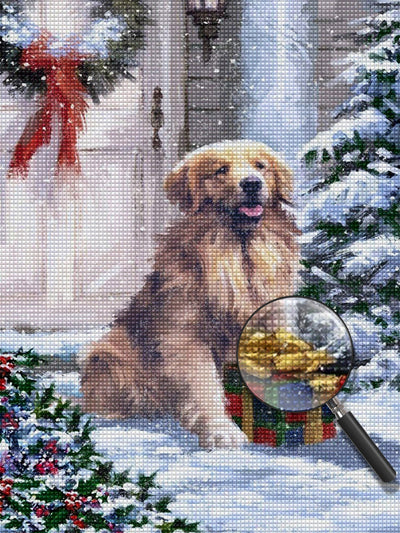 Golden Retriever and Gift Diamond Painting