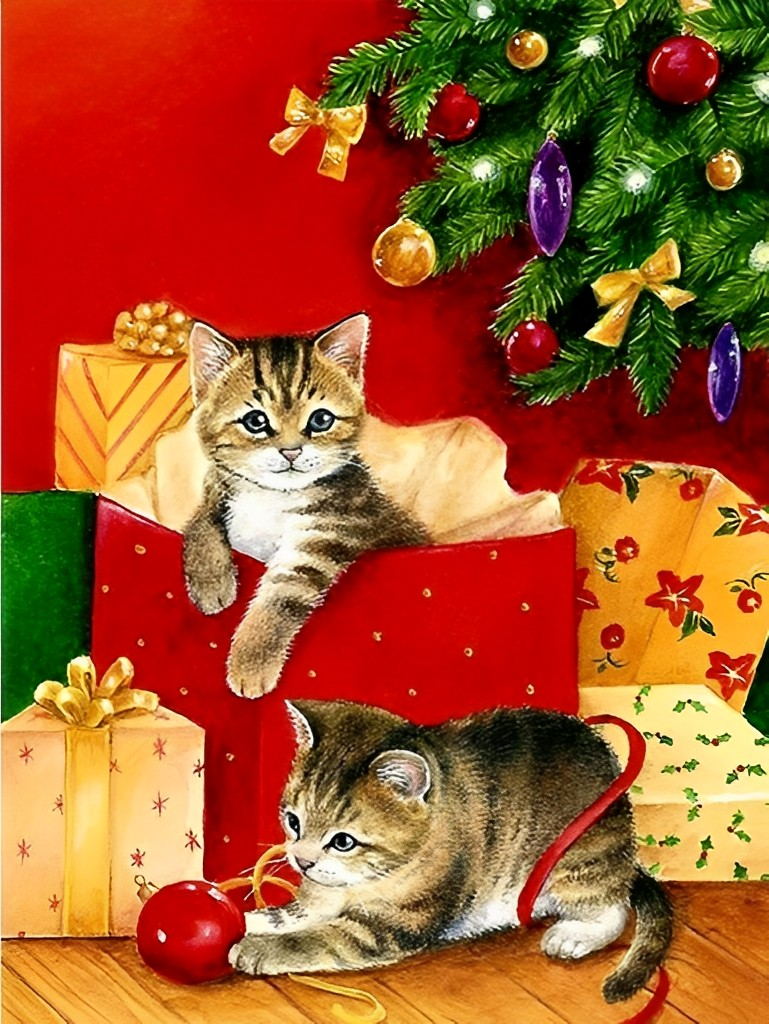 Christmas Kittens Diamond Painting